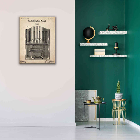Image of 'Pipe Organ Blueprint Patent Parchment,' Canvas Wall Art,26 x 34