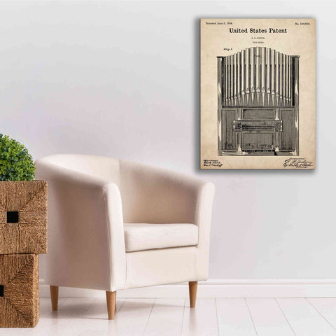 Image of 'Pipe Organ Blueprint Patent Parchment,' Canvas Wall Art,26 x 34
