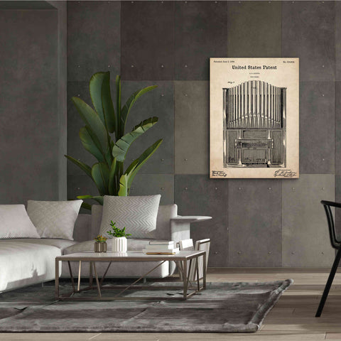 Image of 'Pipe Organ Blueprint Patent Parchment,' Canvas Wall Art,40 x 54