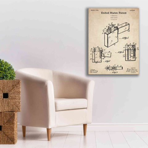 Image of 'Pocket Lighter Blueprint Patent Parchment,' Canvas Wall Art,26 x 34