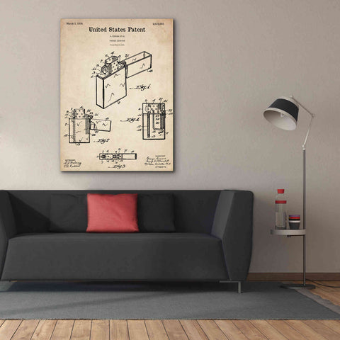 Image of 'Pocket Lighter Blueprint Patent Parchment,' Canvas Wall Art,40 x 54