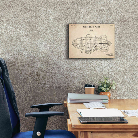 Image of 'Pony Blimp Blueprint Patent Parchment,' Canvas Wall Art,16 x 12