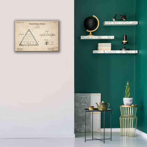 Image of 'Pool Ball Frame Blueprint Patent Parchment,' Canvas Wall Art,26 x 18