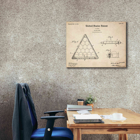 Image of 'Pool Ball Frame Blueprint Patent Parchment,' Canvas Wall Art,34 x 26