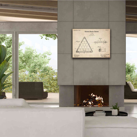 Image of 'Pool Ball Frame Blueprint Patent Parchment,' Canvas Wall Art,34 x 26
