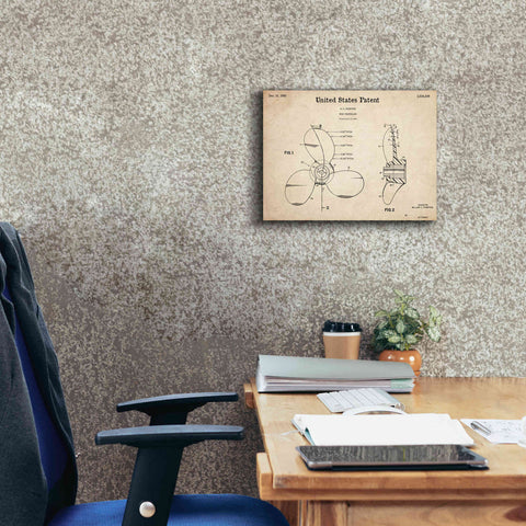 Image of 'Boat Propeller Blueprint Patent Parchment,' Canvas Wall Art,16 x 12