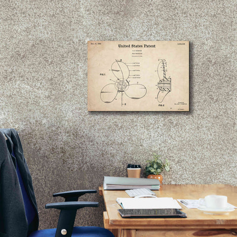 Image of 'Boat Propeller Blueprint Patent Parchment,' Canvas Wall Art,26 x 18
