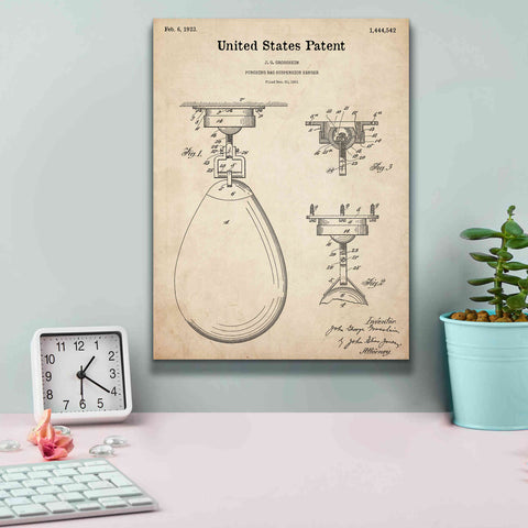 Image of 'Boxing Bag Blueprint Patent Parchment,' Canvas Wall Art,12 x 16