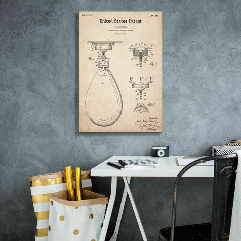 Image of 'Boxing Bag Blueprint Patent Parchment,' Canvas Wall Art,18 x 26