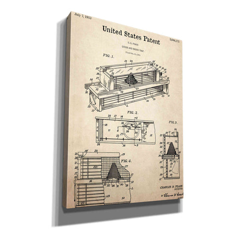 Image of 'Queen and Drone Trap Blueprint Patent Parchment,' Canvas Wall Art,12x16x1.1x0,18x26x1.1x0,26x34x1.74x0,40x54x1.74x0