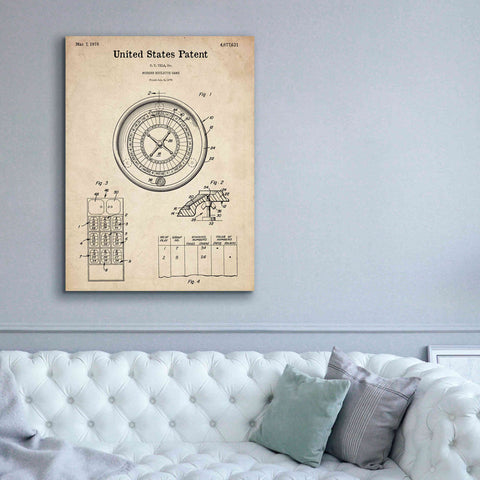 Image of 'Roulette Blueprint Patent Parchment,' Canvas Wall Art,40 x 54