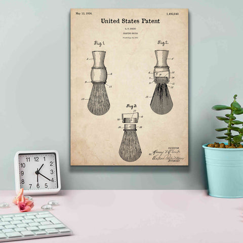 Image of 'Shaving Brush Blueprint Patent Parchment,' Canvas Wall Art,12 x 16