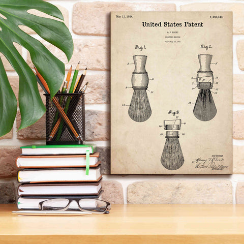Image of 'Shaving Brush Blueprint Patent Parchment,' Canvas Wall Art,12 x 16