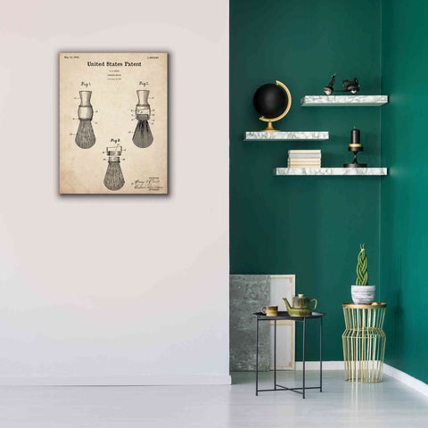 Image of 'Shaving Brush Blueprint Patent Parchment,' Canvas Wall Art,26 x 34