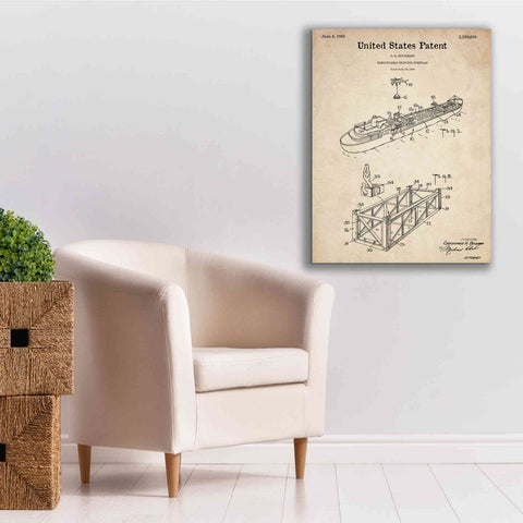 Image of 'Shipping Gondola Blueprint Patent Parchment,' Canvas Wall Art,26 x 34