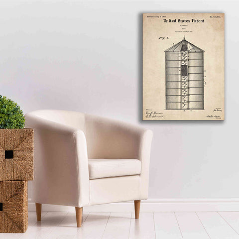 Image of 'Silo Blueprint Patent Parchment,' Canvas Wall Art,26 x 34
