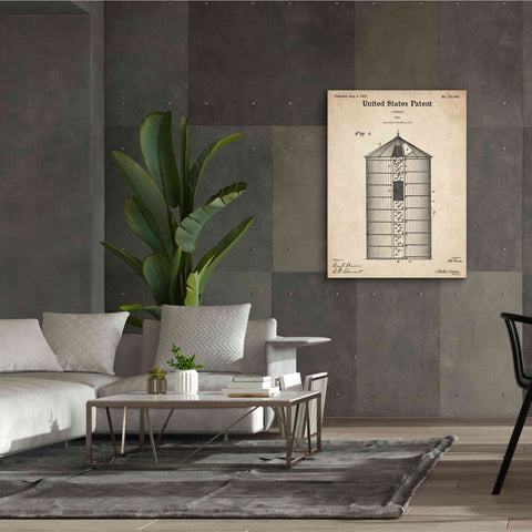 Image of 'Silo Blueprint Patent Parchment,' Canvas Wall Art,40 x 54