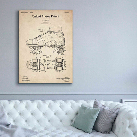 Image of 'Roller Skate Blueprint Patent Parchment,' Canvas Wall Art,40 x 54