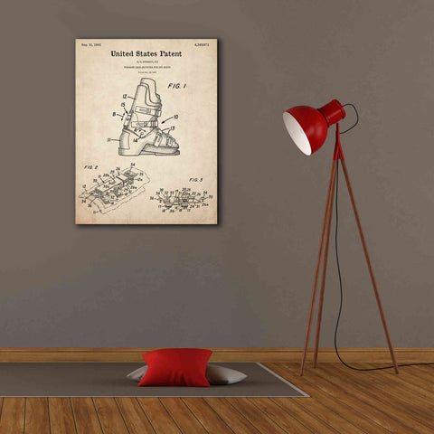 Image of 'Ski Boots Blueprint Patent Parchment,' Canvas Wall Art,26 x 34