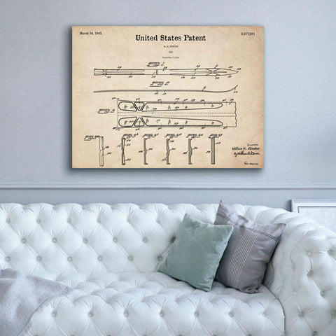 Image of 'Ski Blueprint Patent Parchment,' Canvas Wall Art,54 x 40