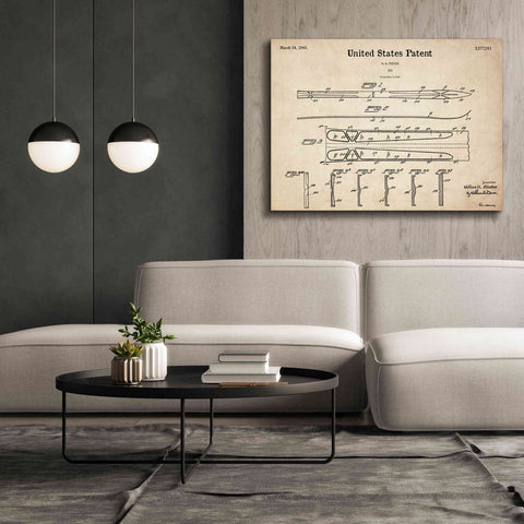 Image of 'Ski Blueprint Patent Parchment,' Canvas Wall Art,54 x 40