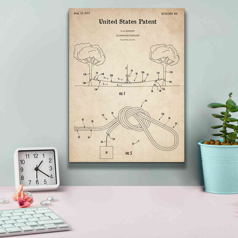 Image of 'Slackline Blueprint Patent Parchment,' Canvas Wall Art,12 x 16