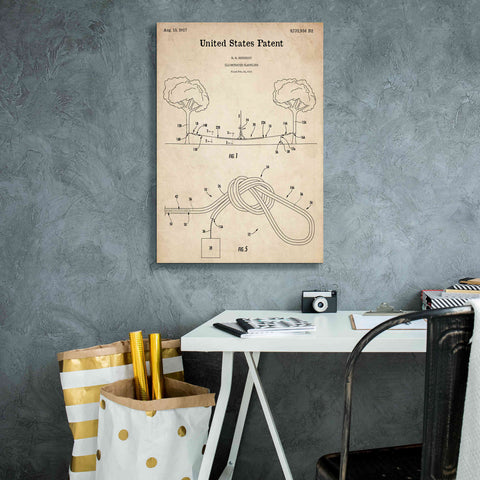 Image of 'Slackline Blueprint Patent Parchment,' Canvas Wall Art,18 x 26