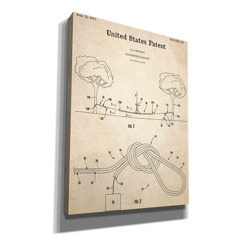 Image of 'Slackline Blueprint Patent Parchment,' Canvas Wall Art,12x16x1.1x0,18x26x1.1x0,26x34x1.74x0,40x54x1.74x0