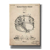 'Snare Drum Blueprint Patent Parchment,' Canvas Wall Art,12x16x1.1x0,18x26x1.1x0,26x34x1.74x0,40x54x1.74x0