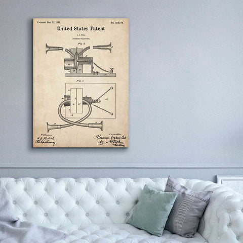 Image of 'Speaking Telephone Blueprint Patent Parchment,' Canvas Wall Art,40 x 54