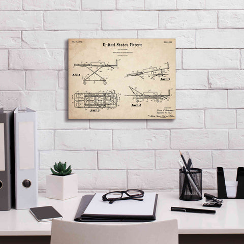 Image of 'EMT Stretcher Blueprint Patent Parchment,' Canvas Wall Art,16 x 12