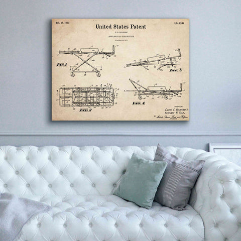 Image of 'EMT Stretcher Blueprint Patent Parchment,' Canvas Wall Art,54 x 40
