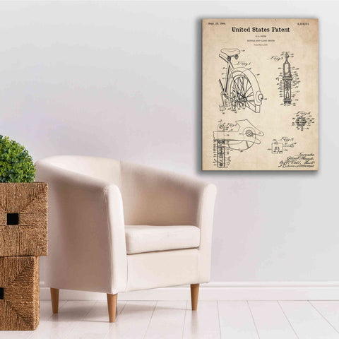 Image of 'Bicycle Stop-light Switch Blueprint Patent Parchment,' Canvas Wall Art,26 x 34