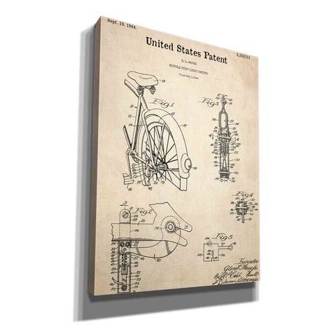 Image of 'Bicycle Stop-light Switch Blueprint Patent Parchment,' Canvas Wall Art,12x16x1.1x0,18x26x1.1x0,26x34x1.74x0,40x54x1.74x0
