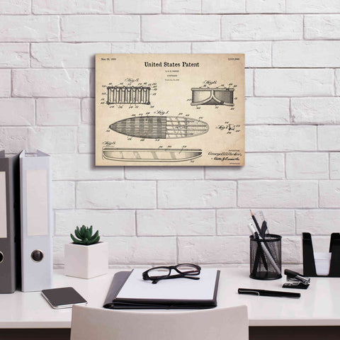 Image of 'Surfboard Blueprint Patent Parchment,' Canvas Wall Art,16 x 12