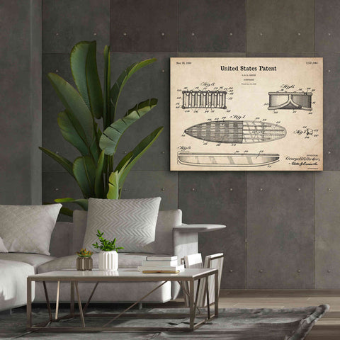 Image of 'Surfboard Blueprint Patent Parchment,' Canvas Wall Art,54 x 40