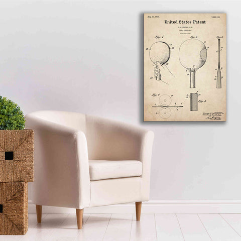 Image of 'Table Tennis Paddle Blueprint Patent Parchment,' Canvas Wall Art,26 x 34
