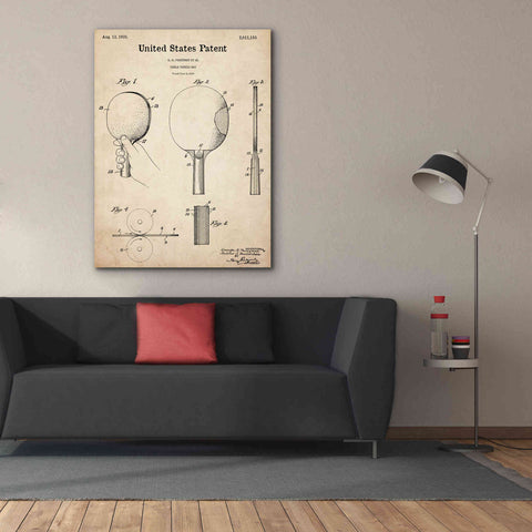 Image of 'Table Tennis Paddle Blueprint Patent Parchment,' Canvas Wall Art,40 x 54
