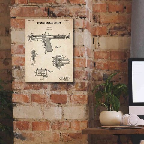 Image of 'Tattoo Gun Blueprint Patent Parchment,' Canvas Wall Art,12 x 16