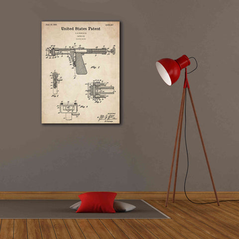 Image of 'Tattoo Gun Blueprint Patent Parchment,' Canvas Wall Art,26 x 34