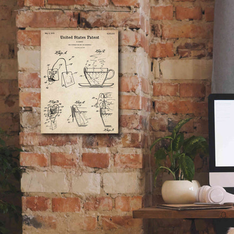 Image of 'Tea Bag Blueprint Patent Parchment,' Canvas Wall Art,12 x 16