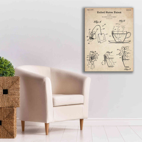 Image of 'Tea Bag Blueprint Patent Parchment,' Canvas Wall Art,26 x 34