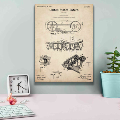Image of 'Traction Engine Blueprint Patent Parchment,' Canvas Wall Art,12 x 16