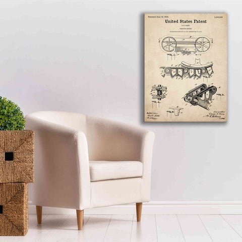 Image of 'Traction Engine Blueprint Patent Parchment,' Canvas Wall Art,26 x 34