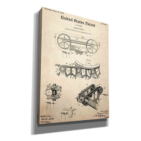 Image of 'Traction Engine Blueprint Patent Parchment,' Canvas Wall Art,12x16x1.1x0,18x26x1.1x0,26x34x1.74x0,40x54x1.74x0
