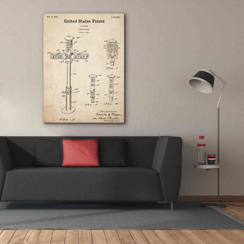 Image of 'Vintage Traffic Signal Blueprint Patent Parchment,' Canvas Wall Art,40 x 54