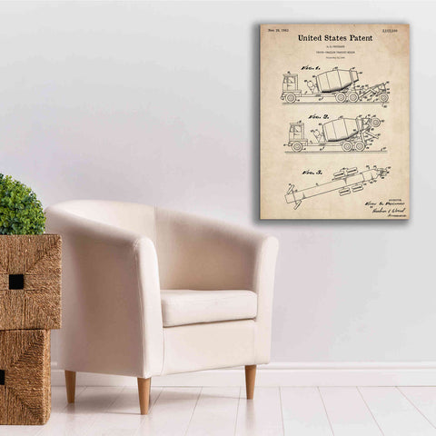 Image of 'Truck Trailer Transit Mixer Blueprint Patent Parchment,' Canvas Wall Art,26 x 34