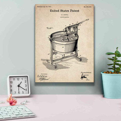 Image of 'Washing Machine Blueprint Patent Parchment,' Canvas Wall Art,12 x 16