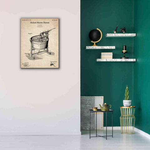 Image of 'Washing Machine Blueprint Patent Parchment,' Canvas Wall Art,26 x 34