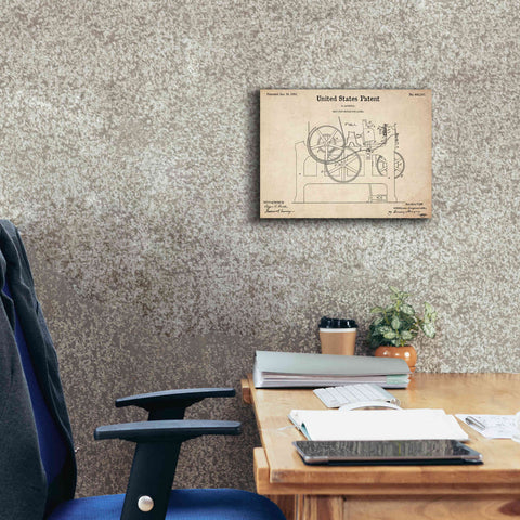 Image of 'Weft Stop Motion for Looms Blueprint Patent Parchment,' Canvas Wall Art,16 x 12